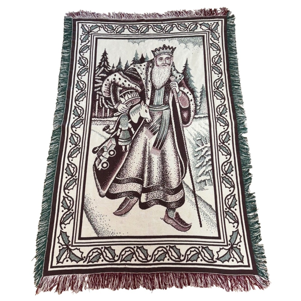 1991 Ltd Commodities Inc Old World Santa Papa Noelle Blanket Throw Tapestry